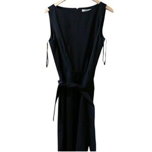 Ellen Tracy Black Sleeveless Sheath Midi Dress 10